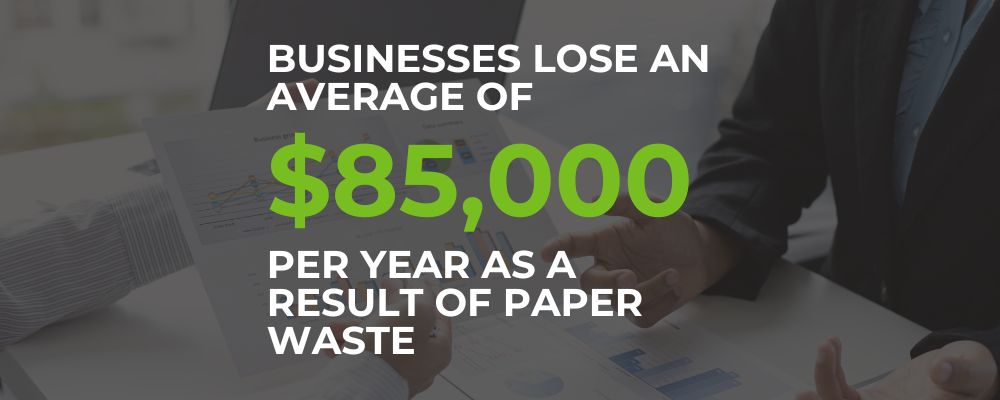 Businesses lose $85,000 per year as a result of paper waste